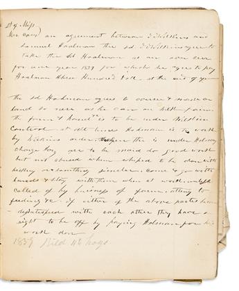 (SLAVERY & ABOLITION.) Diary of a Mississippi cotton planter, including agreements with overseers.